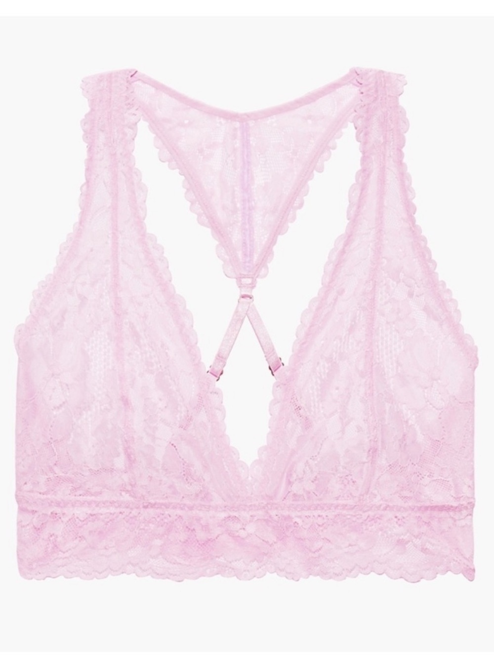 NWT Savage X Fenty Floral Lace Racerback Bralette Pink Small